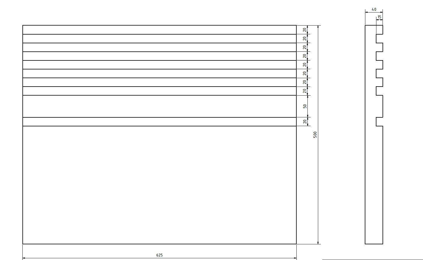 Schamotterillenplatte Schuba®FFPG-3, 625x500x40mm, feuerfest, 5 Rillen 