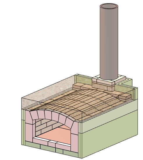 Bauplan für Steinbackofen / Pizzaofen Schuba®SBO-1, Backfläche 625 x 1000mm, Gewölbekuppel