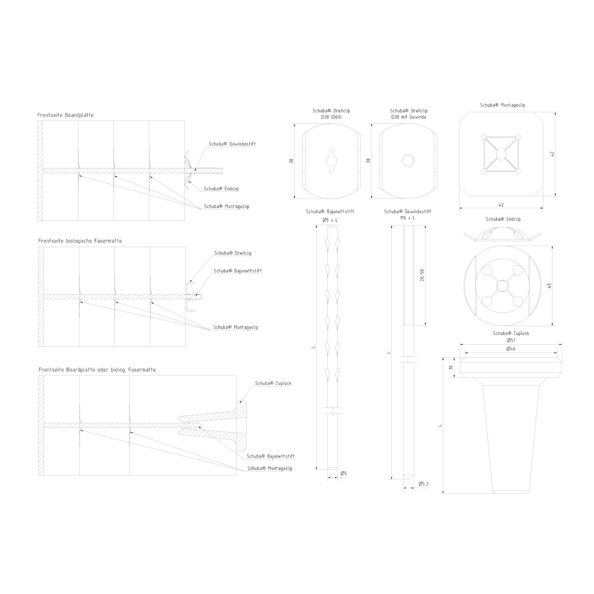 Gewindestift Schuba®GES-14841, Edelstahl, M6x270mm, Gewinde 50mm