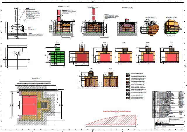 Bauplan für Steinbackofen / Pizzaofen Schuba®SBO-3, Backfläche 625 x 500mm, Gewölbekuppel