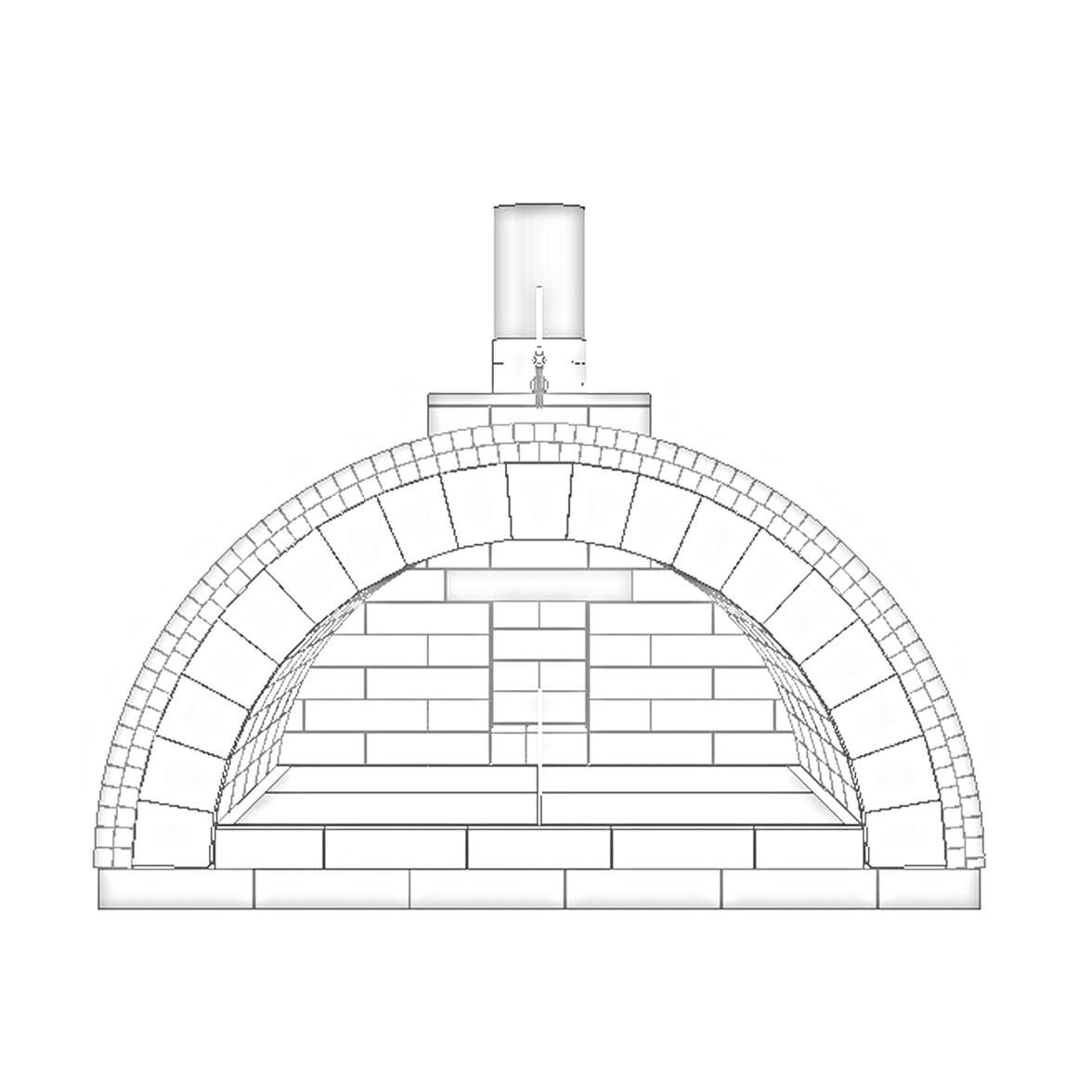 Bauplan für Steinbackofen / Pizzaofen Schuba®SBO-6, Backfläche 1050 x 1260mm, Gewölbekuppel