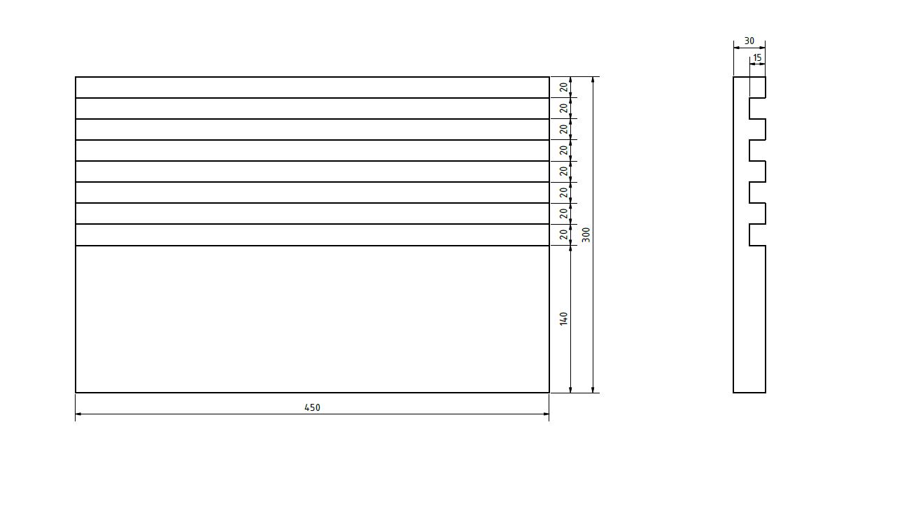 Schamotterillenplatte Schuba®FFPG-2, 450x300x30mm, feuerfest, 4 Rillen 