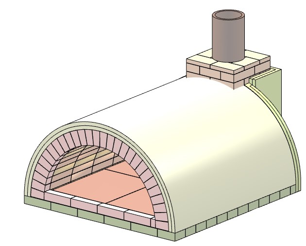 Bauplan für Steinbackofen / Pizzaofen Schuba®SBO-6, Backfläche 1050 x 1260mm, Gewölbekuppel