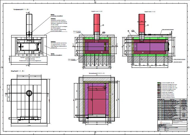 Bauplan für Steinbackofen / Pizzaofen Schuba®SBO-5, Backfläche 550 x 900mm, gerade Ofendecke