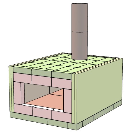 Bauplan für Steinbackofen / Pizzaofen Schuba®SBO-5, Backfläche 550 x 900mm, gerade Ofendecke