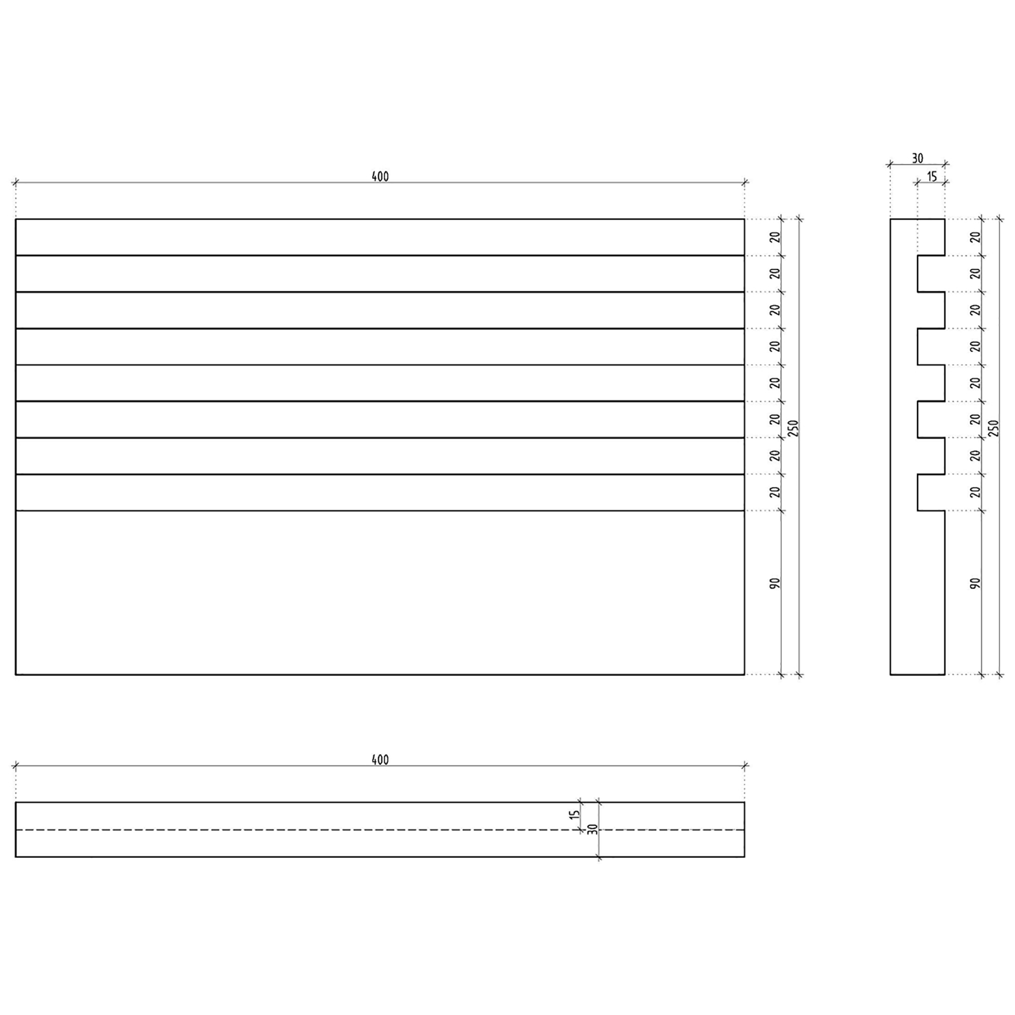 Schamotterillenplatte Schuba®FFPG-1, 400x250x30mm, feuerfest, 4 Rillen